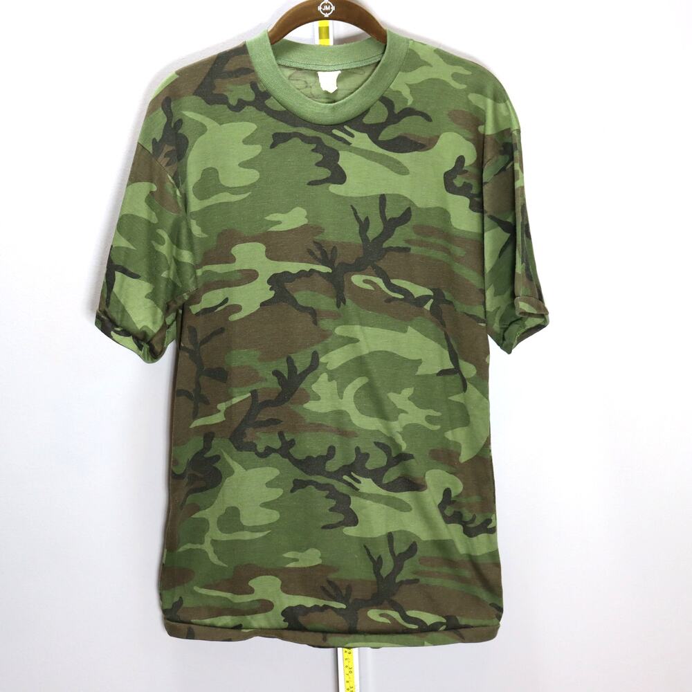 Vintage Military‎ Issue Woodland Camo T-Shirt Size M Army Tee